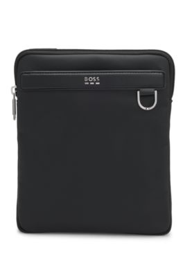 Sac reporter aux finitions lisses et structur&eacute;es, Noir