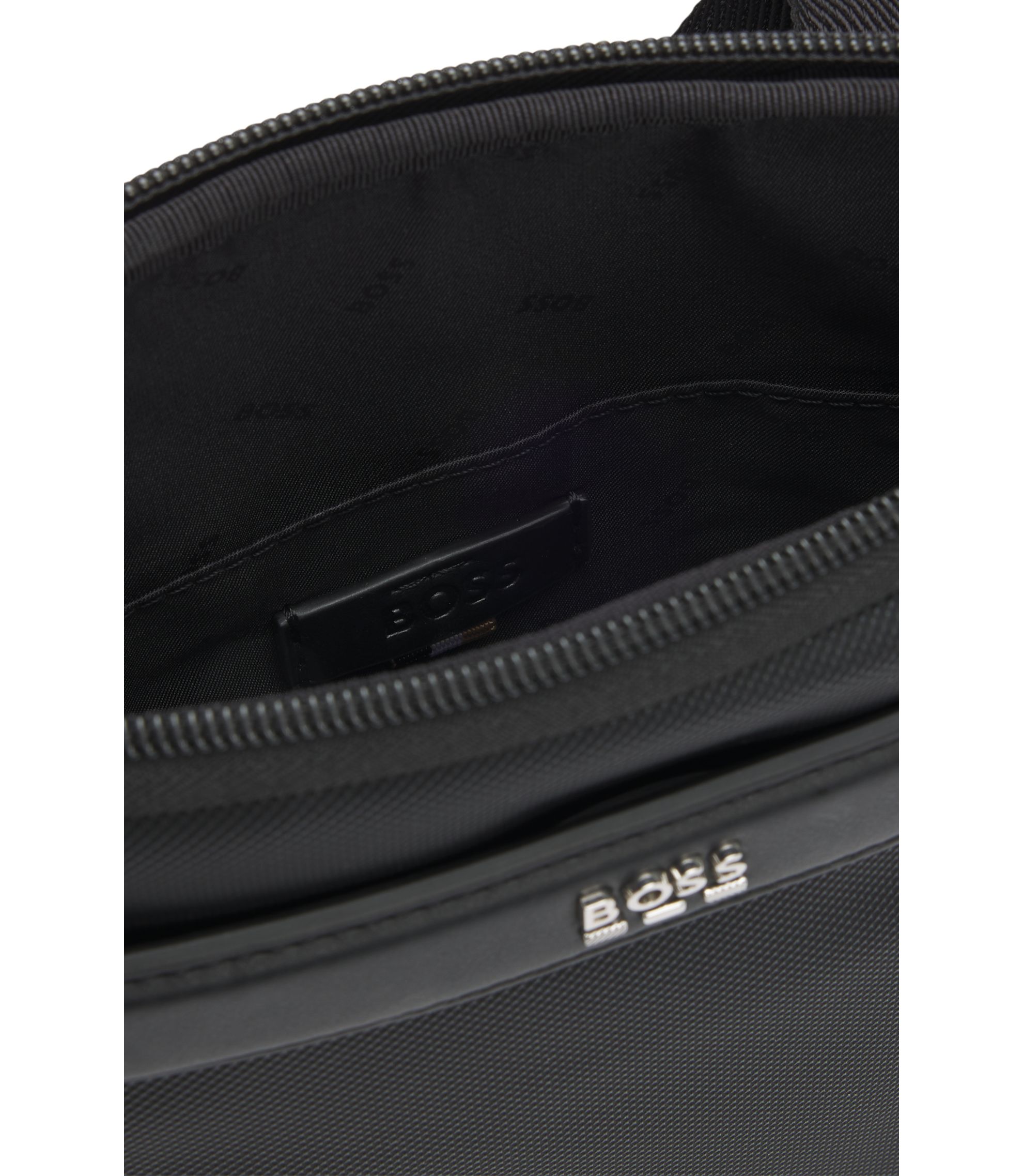 BOSS - Reporter bag with structured and plain finishes - Black