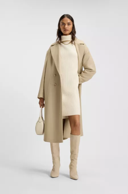 Rollneck sweater dress in virgin wool and cashmere