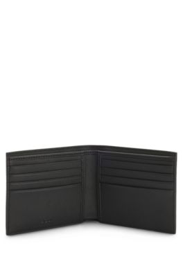 Logo-trim wallet with monogram structure, Black
