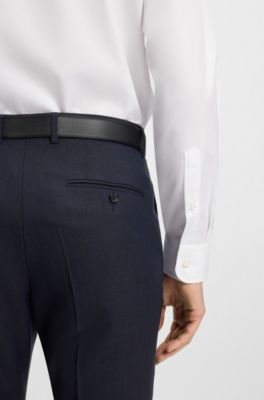 Camisa slim fit BECKHAM x BOSS en popel&iacute;n de algod&oacute;n, Blanco