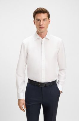 BECKHAM x BOSS slim-fit shirt in cotton poplin, White
