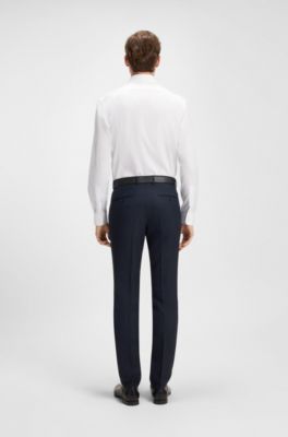 Camisa slim fit BECKHAM x BOSS en popel&iacute;n de algod&oacute;n, Blanco
