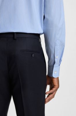 Camisa slim fit BECKHAM x BOSS en popel&iacute;n de algod&oacute;n, Celeste