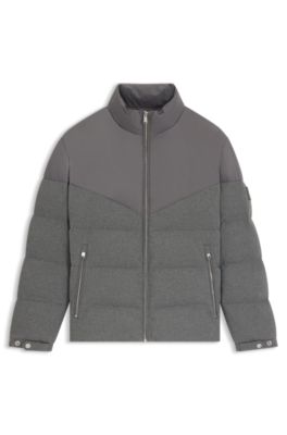 Brushed-flannel jacket with waterproof finish, Grey