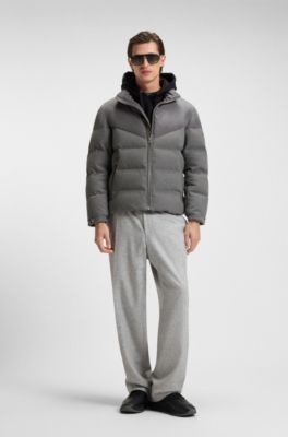 Brushed-flannel jacket with waterproof finish, Grey