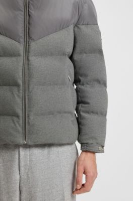 Brushed-flannel jacket with waterproof finish, Grey