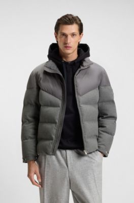 Brushed-flannel jacket with waterproof finish, Grey