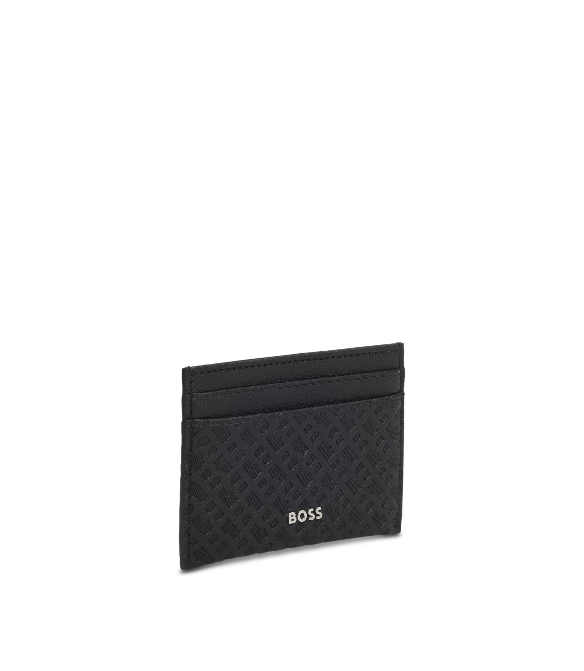 BOSS Card holder with monogram structure Black