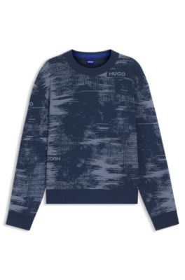 Jacquard-pattern sweater in a relaxed fit, Dark Blue