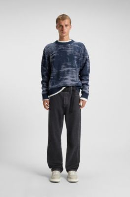 Jacquard-pattern sweater in a relaxed fit, Dark Blue