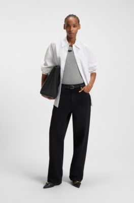 Oversized-fit shirt with logo burnout print, Patterned