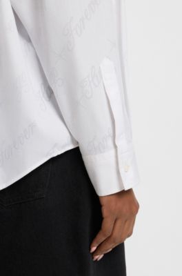Oversized-fit shirt with logo burnout print, Patterned