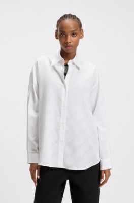 Oversized-fit shirt with logo burnout print, Patterned