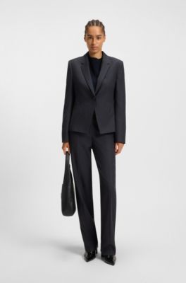 Striped slim-fit blazer in virgin wool, Dark Blue