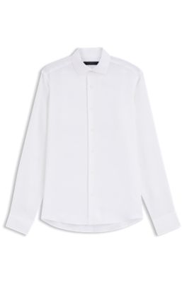 Camisa regular fit BECKHAM x BOSS de lino, Blanco