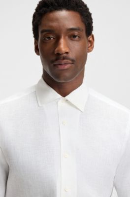Chemise Regular BECKHAM&nbsp;x&nbsp;BOSS en lin, Blanc