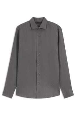 Camisa regular fit BECKHAM x BOSS de lino, Verde