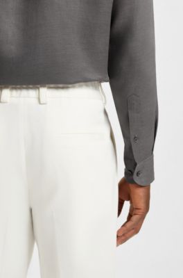 Camisa regular fit BECKHAM x BOSS de lino, Verde