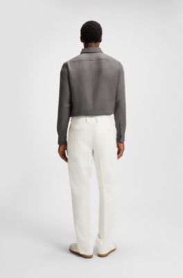 BECKHAM x BOSS regular-fit-shirt in linen, Green