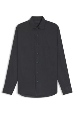 Camisa regular fit BECKHAM x BOSS de lino, Azul oscuro