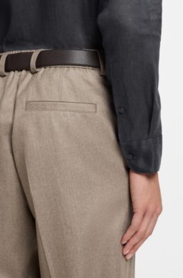 BECKHAM x BOSS regular-fit-shirt in linen, Dark Blue