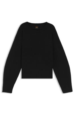 Relaxed-fit sweater with open-knit details, Black