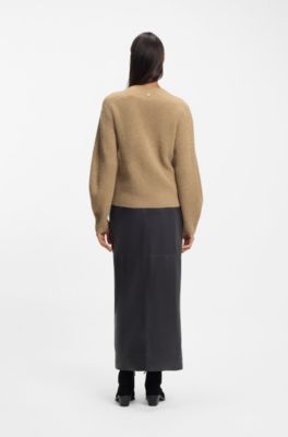 Relaxed-fit sweater with open-knit details, Brown