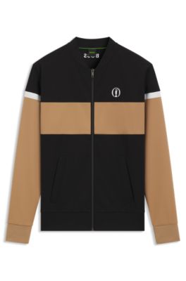 Chaqueta de punto Open con bloques de color, Negro