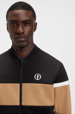 Chaqueta de punto Open con bloques de color, Negro