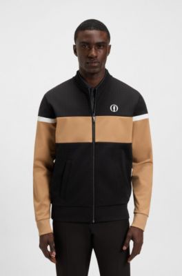 Chaqueta de punto Open con bloques de color, Negro