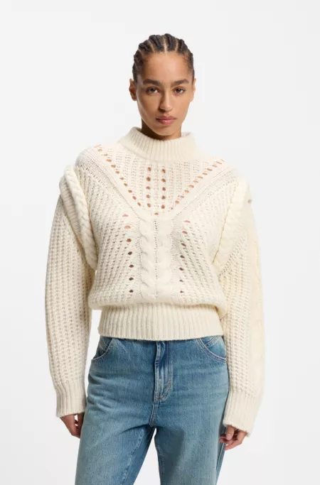 Italian-yarn sweater with structured knit