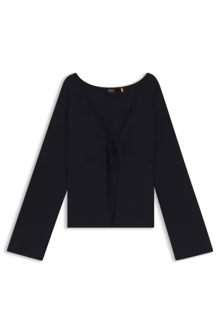 Knitted cardigan with tie closure