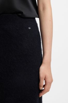 Falda de punto con colgante de logo, Azul oscuro