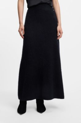 Jupe en maille avec breloque logot&eacute;e, Bleu fonc&eacute;