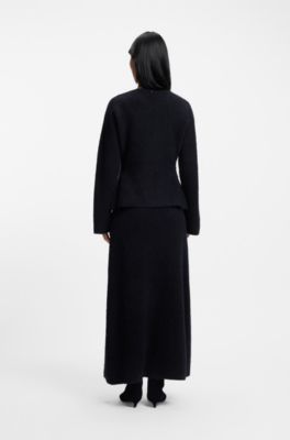 Falda de punto con colgante de logo, Azul oscuro