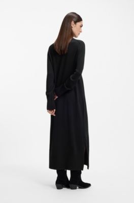 Vestido de punto relaxed fit en mezcla de lana virgen, Negro