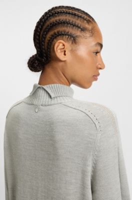 Vestido de punto relaxed fit en mezcla de lana virgen, Gris claro