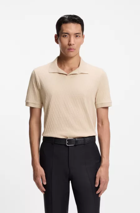 Johnny-collar polo shirt in Italian stretch cotton