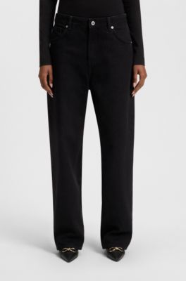 Loose-fit jeans in black stretch denim, Black