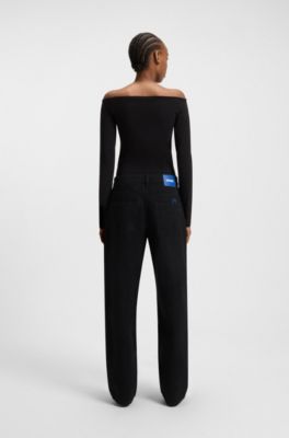 Jeans relaxed fit de denim negro, Negro