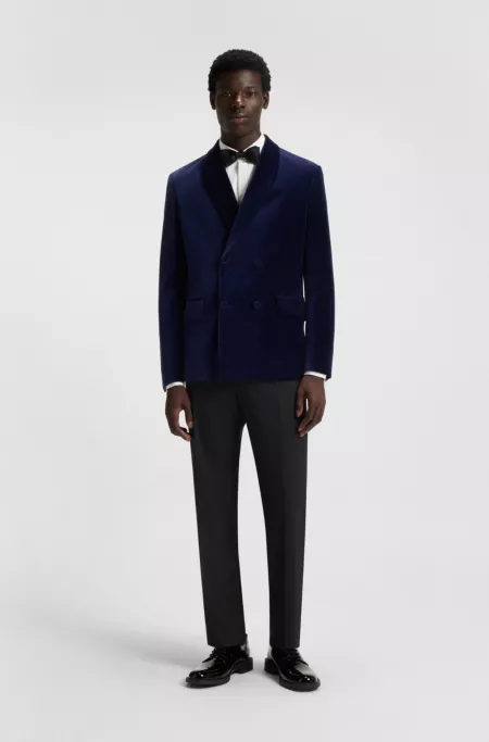 Modern-fit trousers in stretch dobby