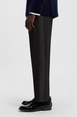 Pantalones modern fit de tejido dobby el&aacute;stico, Negro
