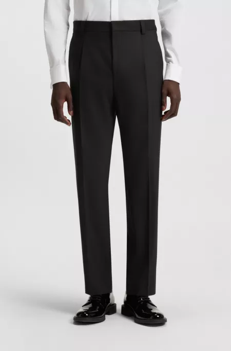 Modern-fit trousers in stretch dobby