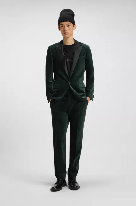 Slim-fit trousers in cotton velvet