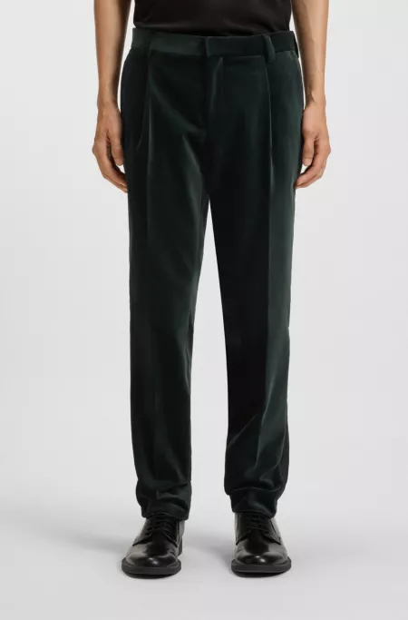 Slim-fit trousers in cotton velvet