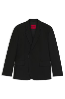 Slim-fit jacket with logo closure, Black