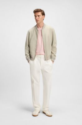 Veste BECKHAM&nbsp;x&nbsp;BOSS en cuir su&eacute;d&eacute;, Beige clair