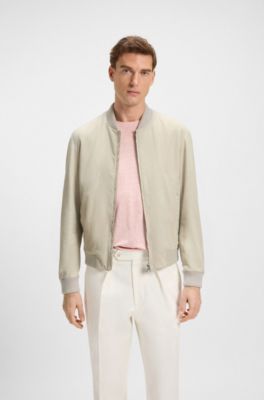 BECKHAM x BOSS suede bomber jacket, Light Beige