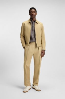 Chaqueta BECKHAM x BOSS en mezcla de algod&oacute;n con cierre de cremallera, Beige claro